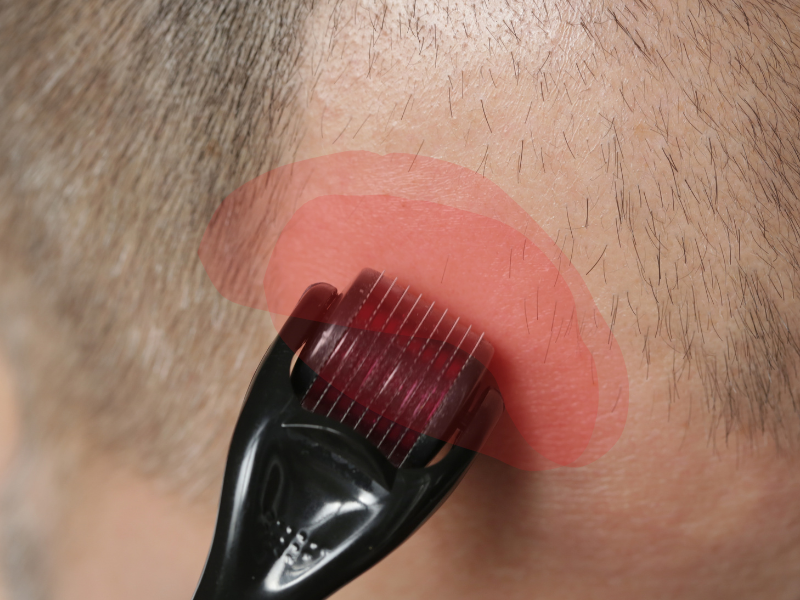 redness after derma rolling hair